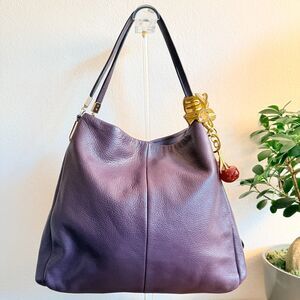 Coach Madison Phoebe Shoulder Bag Purple Leather Hobo Fall Halloween Plum Purse